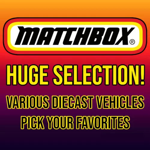 Matchbox diecast vehicles selection graphic with logo and Huge Selection text