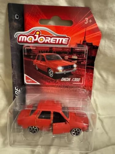 Majorette diecast vintage car model, red Dacia 1300 with open wheels