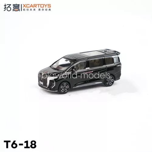 Black 1:64 diecast MPV toy van with detailed grille and side windows, collectible model.