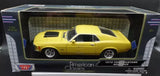 Yellow 1970 Ford Mustang Boss 429 diecast car in display box
