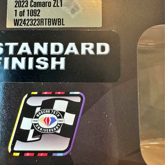 NASCAR 1/24 diecast car in retail blister, Standard Finish, 75th Anniversary logo