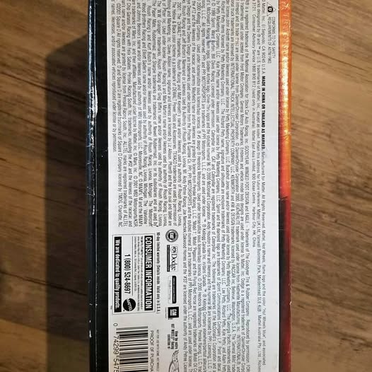 Hotwheels 1:24 diecast car packaging back with barcode and info label