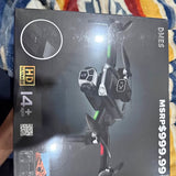 Sealed drone retail box with controller graphic and green status light