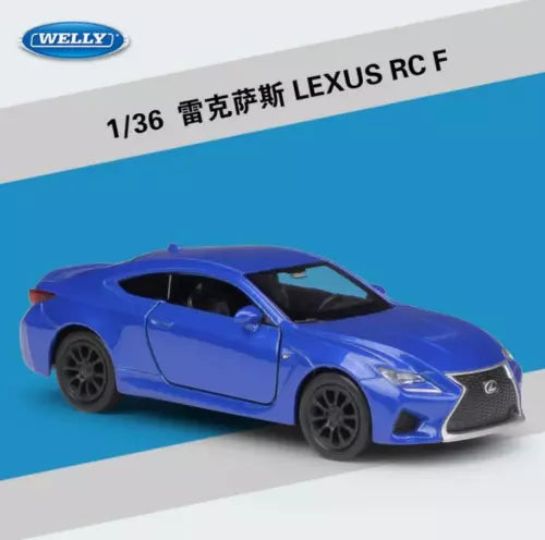 Welly 1:36 diecast pullback model car, blue Lexus RC F sports coupe