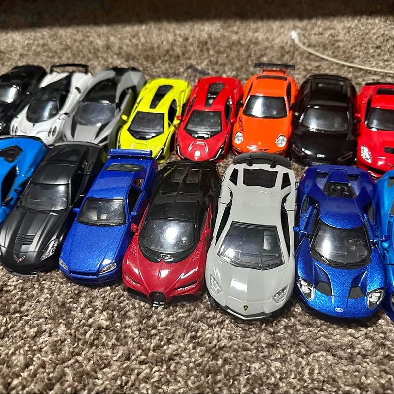 1/36 diecast model cars set with assorted colors, multiple front views