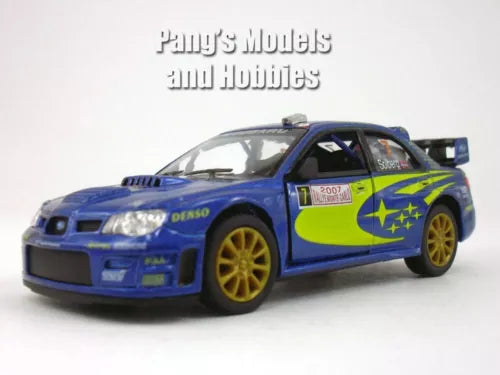 Kinsmart Subaru Impreza WRC 1:36 diecast model, blue with yellow wheels and decals