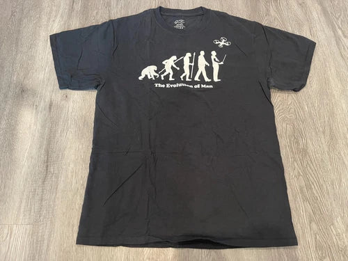 Drone Pilots Highest Form Of Species - Evolution of Man Mens T Shirt Medium Blk Drone