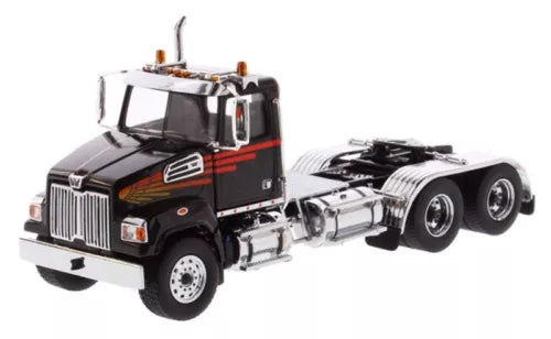 DieCast Masters 1:50 metallic black Western Star tandem day cab truck, chrome details