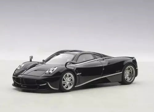 1/43 Pagani Huayra diecast car model in black with silver stripes, AUTOart