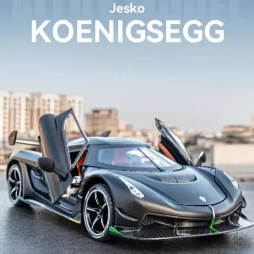 Koenigsegg Jesko diecast toy car model, black with doors open