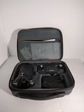 Foldable remote control camera drone in black hard case with protective mesh lid