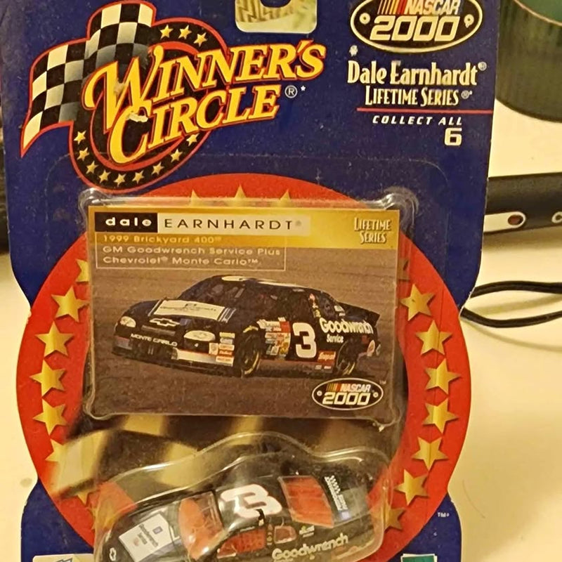 Dale Earnhardt diecast car in blister pack, Winner’s Circle and NASCAR 2000