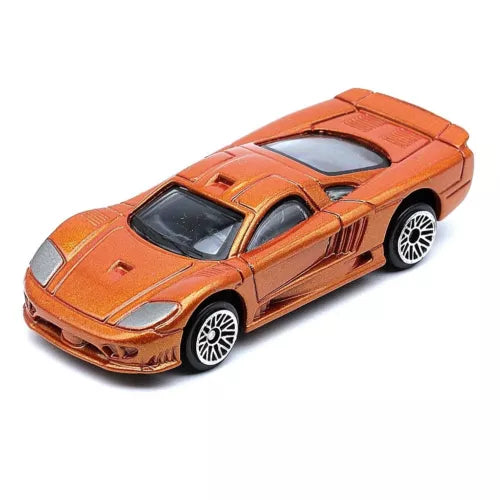 Copper-orange 1:64 diecast model car with black windows and silver spoke wheels