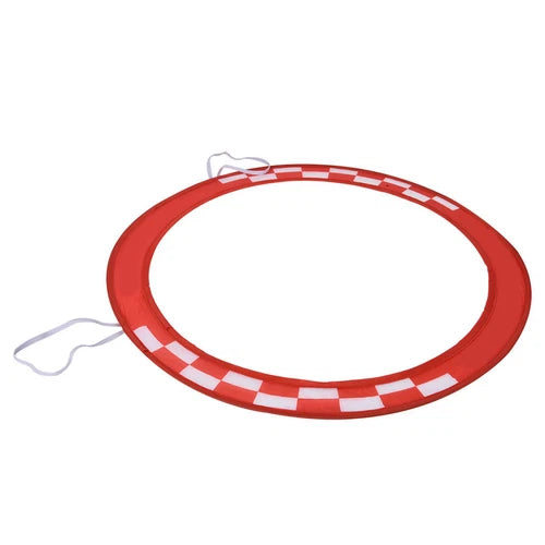 RC racing gate door ring, red with white checkered border and tether cord