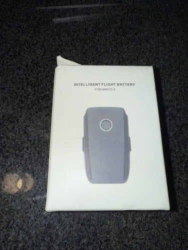 Intelligent flight battery for Mavic 2 Pro in white retail box, gray battery illustration