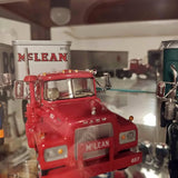 Red 1/34 scale diecast tractor truck model cab with front grille and headlights
