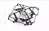 Silver micro mini quadcopter drone with four propellers and protective frame