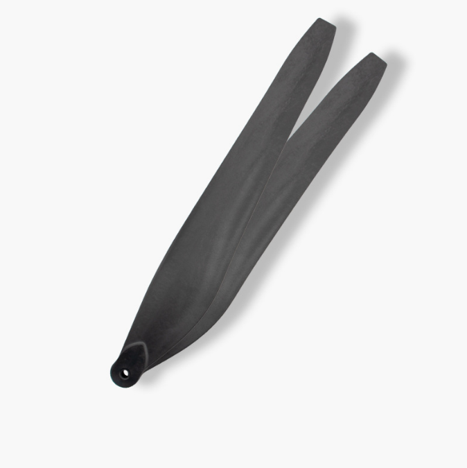 Drone propeller blade, dark gray, two-hole hub end