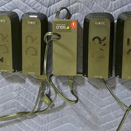 3DR Solo drone battery packs with wiring and module, green and black