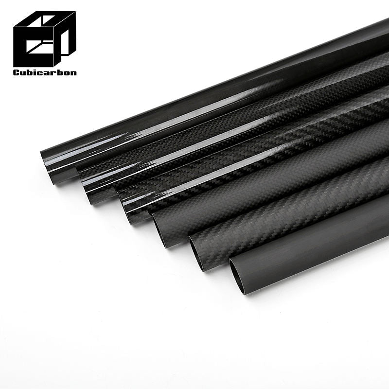 Carbon fiber tube bundle with 3K weave, black, cylindrical