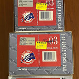 Diecast car collectible box set, red and gray, racing checkered logo