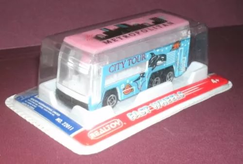 3in diecast tour bus with City Tour and Metro roof graphic on red tray