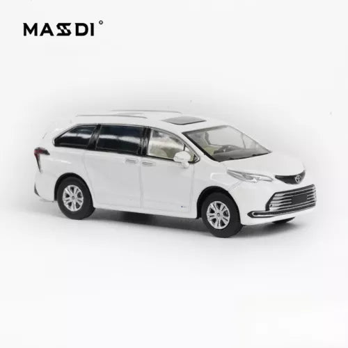 Pearl white diecast MPV toy car with front grille and headlights, 1:64 scale