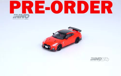 INNO64 1/64 Nissan GT-R NISMO red diecast model car with black wheels