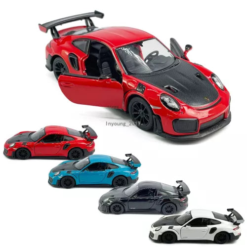 1:36 metal diecast model cars: red car with open door, plus blue, gray, white.