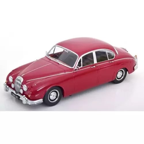 Red classic coupe diecast mini car with chrome bumpers and detailed grille