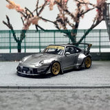 Street Weapon 1/64 Scale Porsche 911 RWB 993 Silver Diecast Car Model Toy Toy
