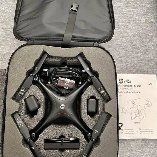 Holy Stone HS120D drone body in case with four arms and control buttons