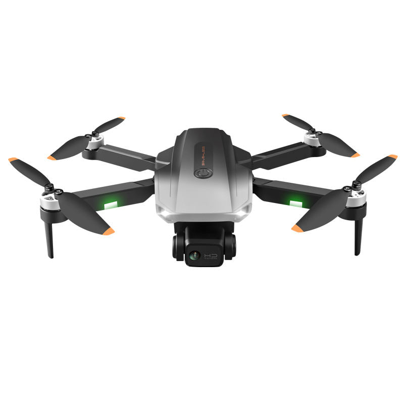 Long-range brushless drone with HD camera, dark gray and white, four propellers
