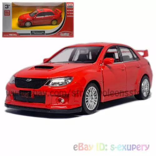 Red 1/36 alloy diecast model car with front grille and headlights, stationary