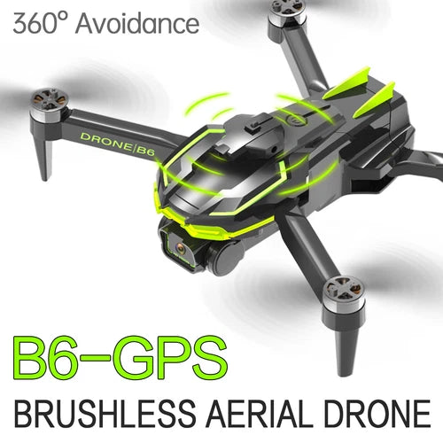 GPS brushless foldable quadcopter drone with 4K dual camera, green accents