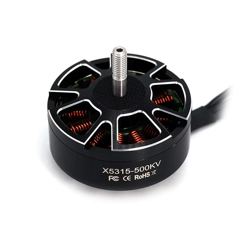 Brushless motor, black housing, exposed shaft and red copper windings, X5315-500KV
