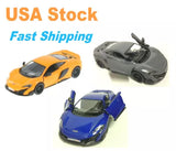 Diecast race car toys: orange, gray, and blue models, 1:36 scale.