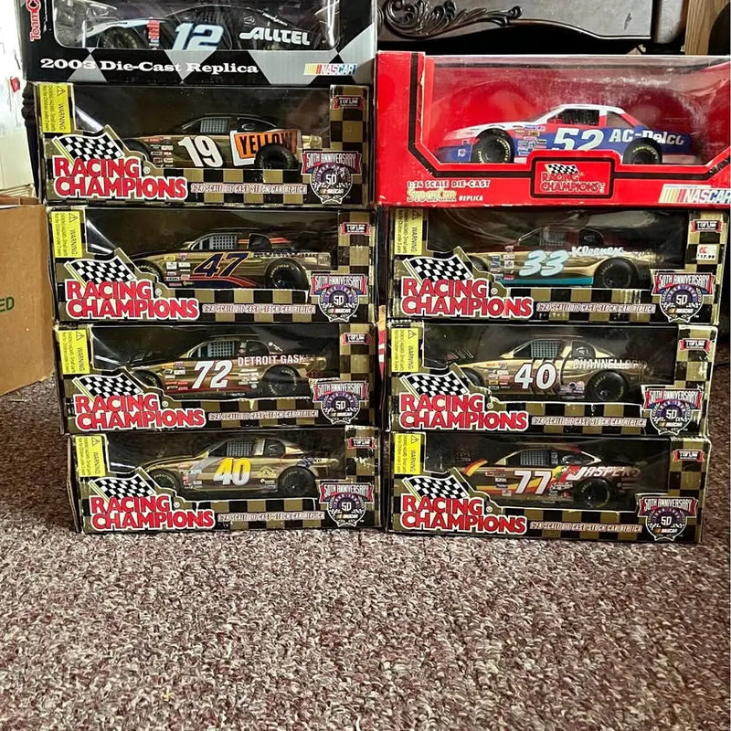 NASCAR diecast car replica boxes, numbered race cars, assorted