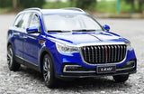1/18 scale blue SUV diecast model car, front 3/4 view with grille details