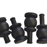 Black rubber gimbal damper mounts set with cylindrical inserts