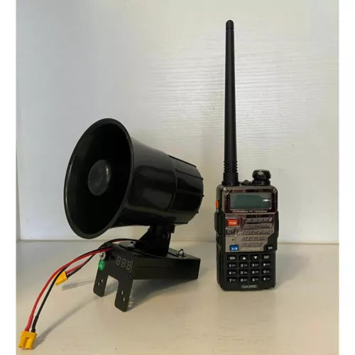 Rechargeable drone wireless speaker megaphone with handheld radio transmitter
