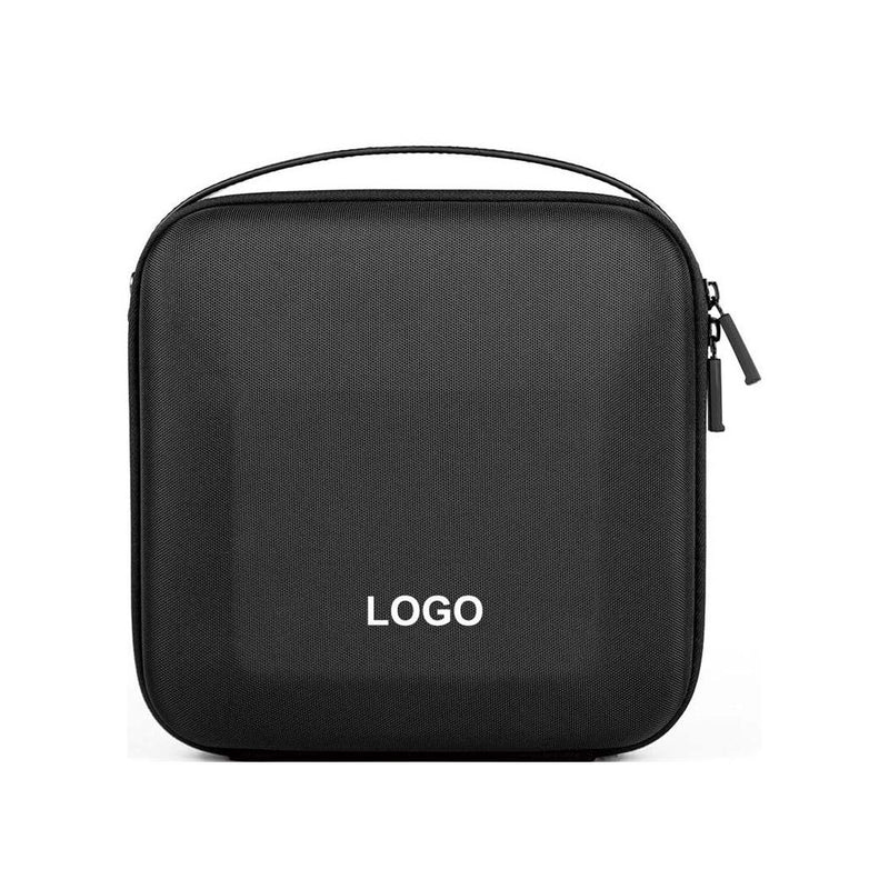 Hard-shell drone carrying case, black with zipper and carry handle, small logo on front