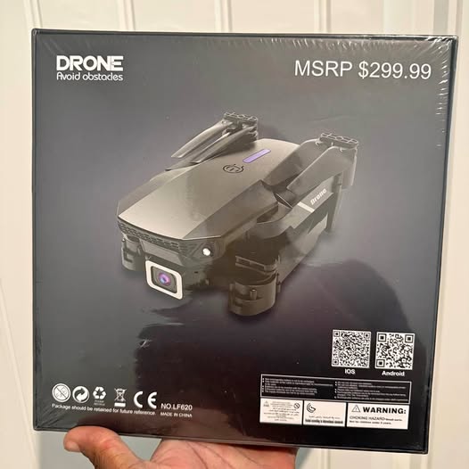 Crosby TX drone retail box with drone pictured and QR codes