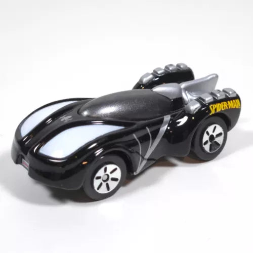 Maisto Spider-Man diecast race car, black and silver with Spider-Man graphics