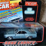 Road Champs 1:43 diecast 1969 Camaro toy car in retail display box, light blue