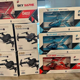 Toy drone in retail box with propellers and alloy drop window