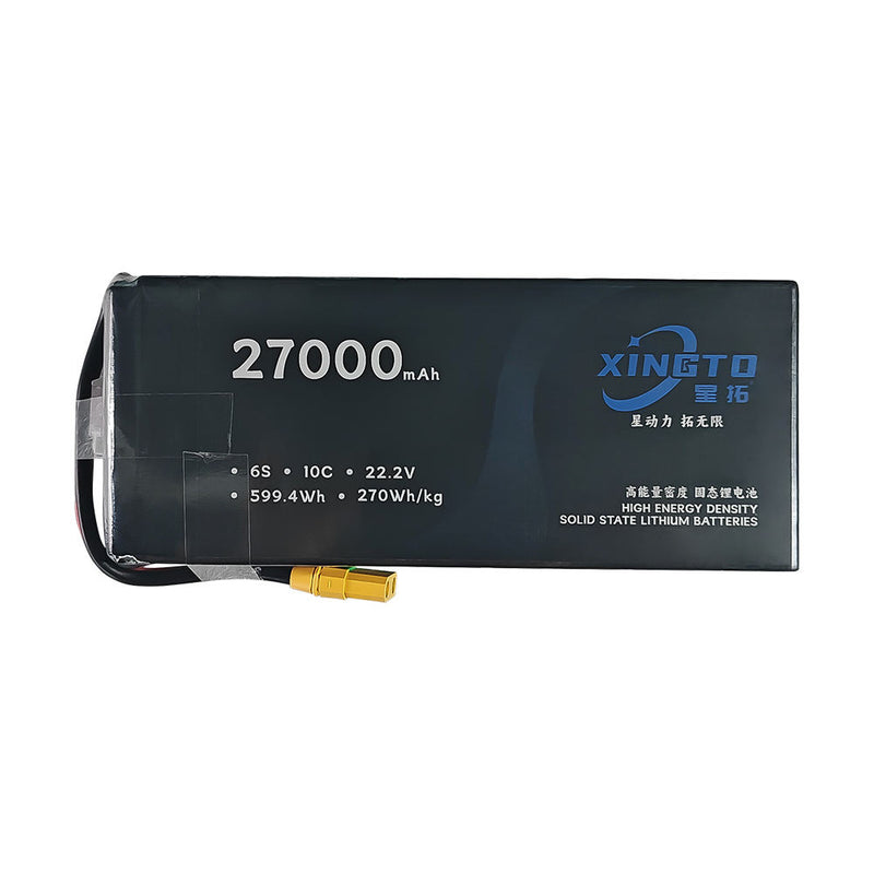 XINGTO 27000mAh 6S 10C 22.2V LiPo UAV battery pack, black with connector