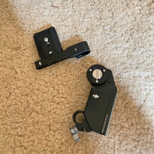 DJI Focus Motor with focus gear and black mounting bracket