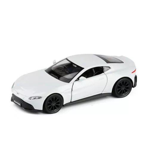 1:36 Aston Martin Vantage alloy diecast model car, white with black wheels