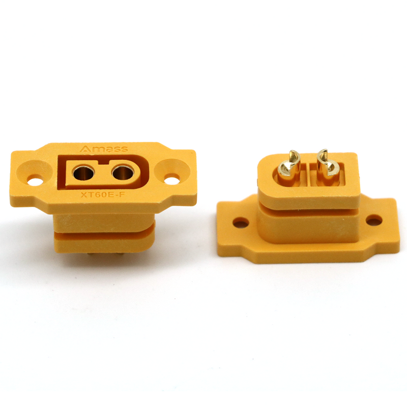 Gold-plated brass XT60E-F female power connector with dual pin terminals